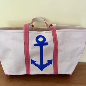 L.L. Bean Tote Bag with Blue Anchor and Pink Straps